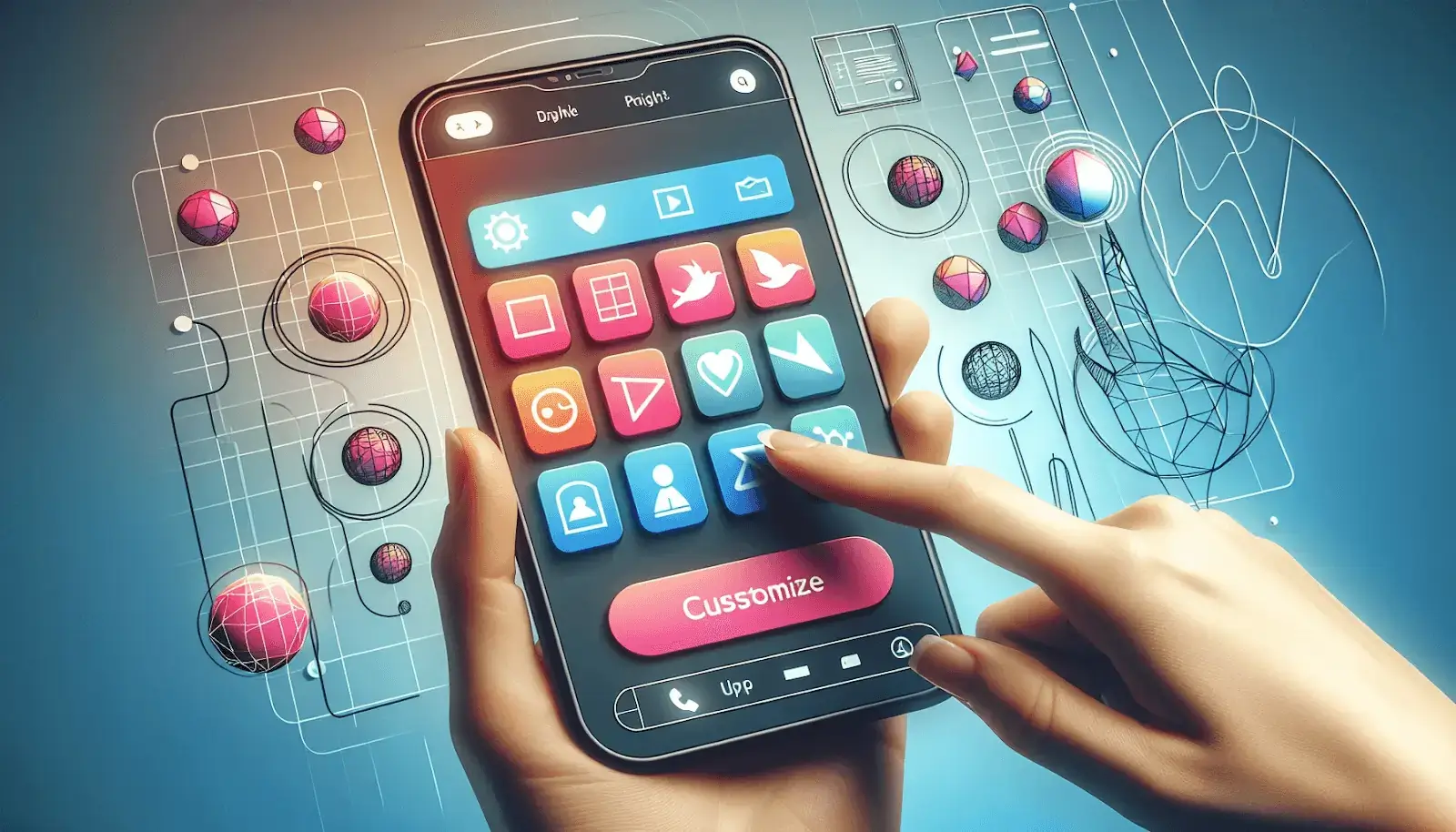 Illustration of customized navigation menus in a WebView app