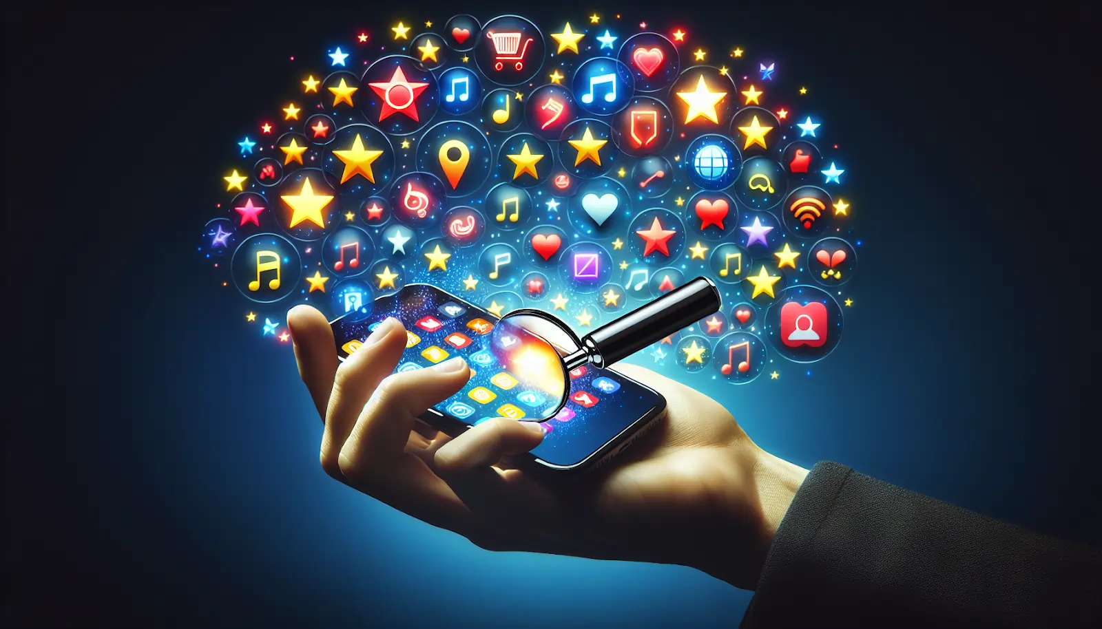 Various smartphone apps icons on a screen