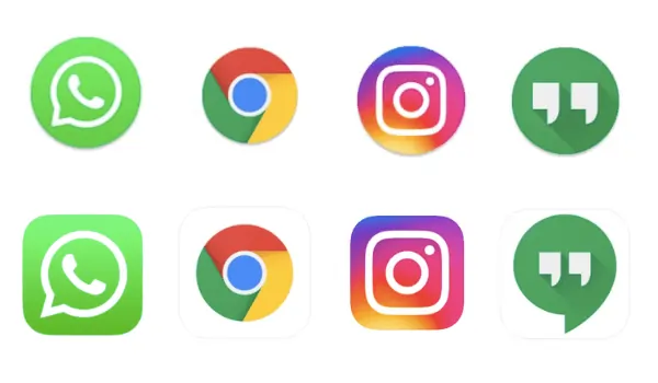 App Icons: WhatsApp, Google Chrome, Instagram, and Google Hangouts in two forms each