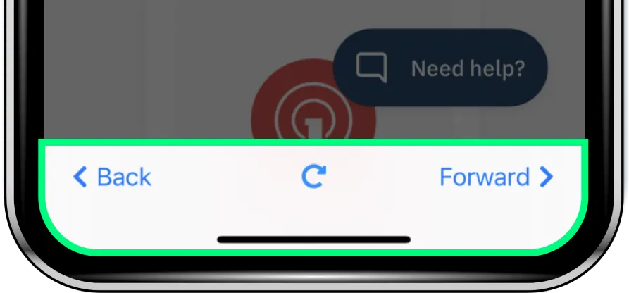 The back navigation bar of an app; onesignal