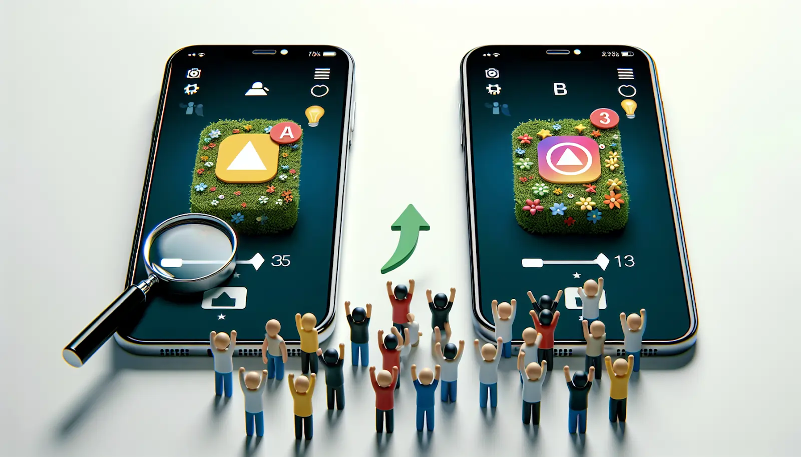 A/B testing app screenshots