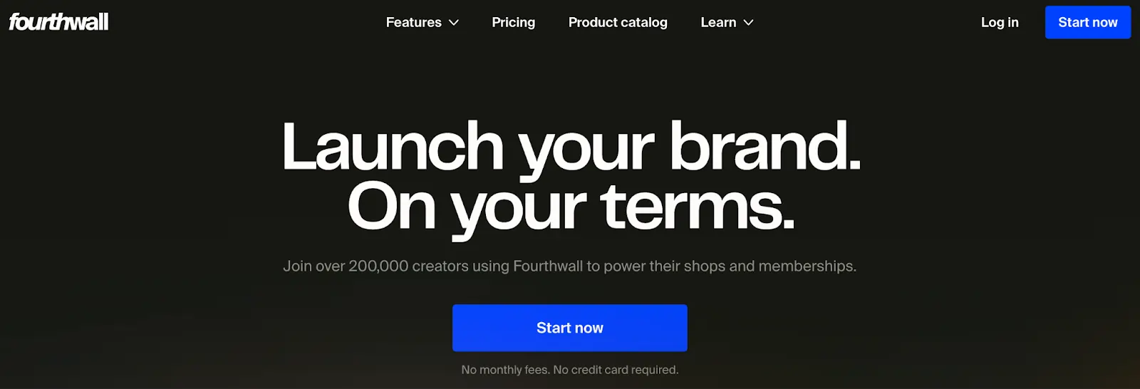 A screenshot of the Fourthwall website.