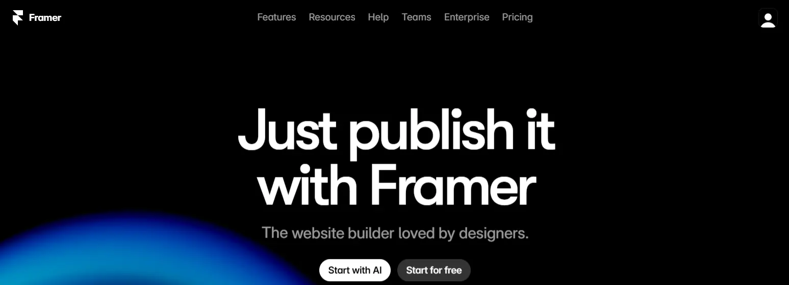 A screenshot of the Framer website.