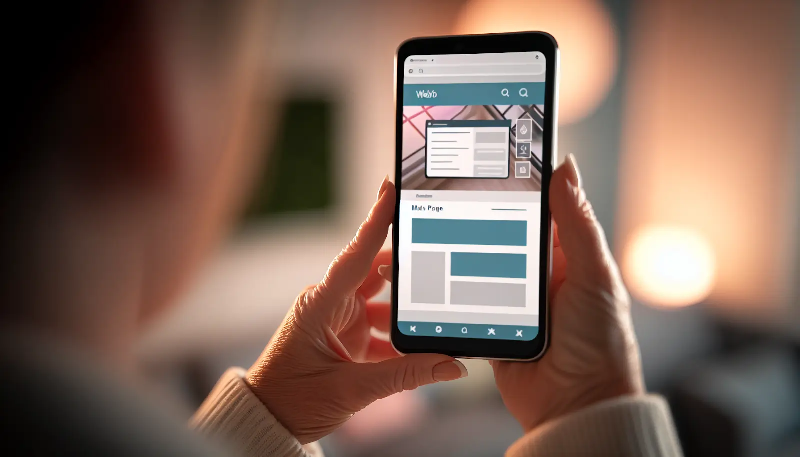 Photo of a mobile device with optimized webview app main page