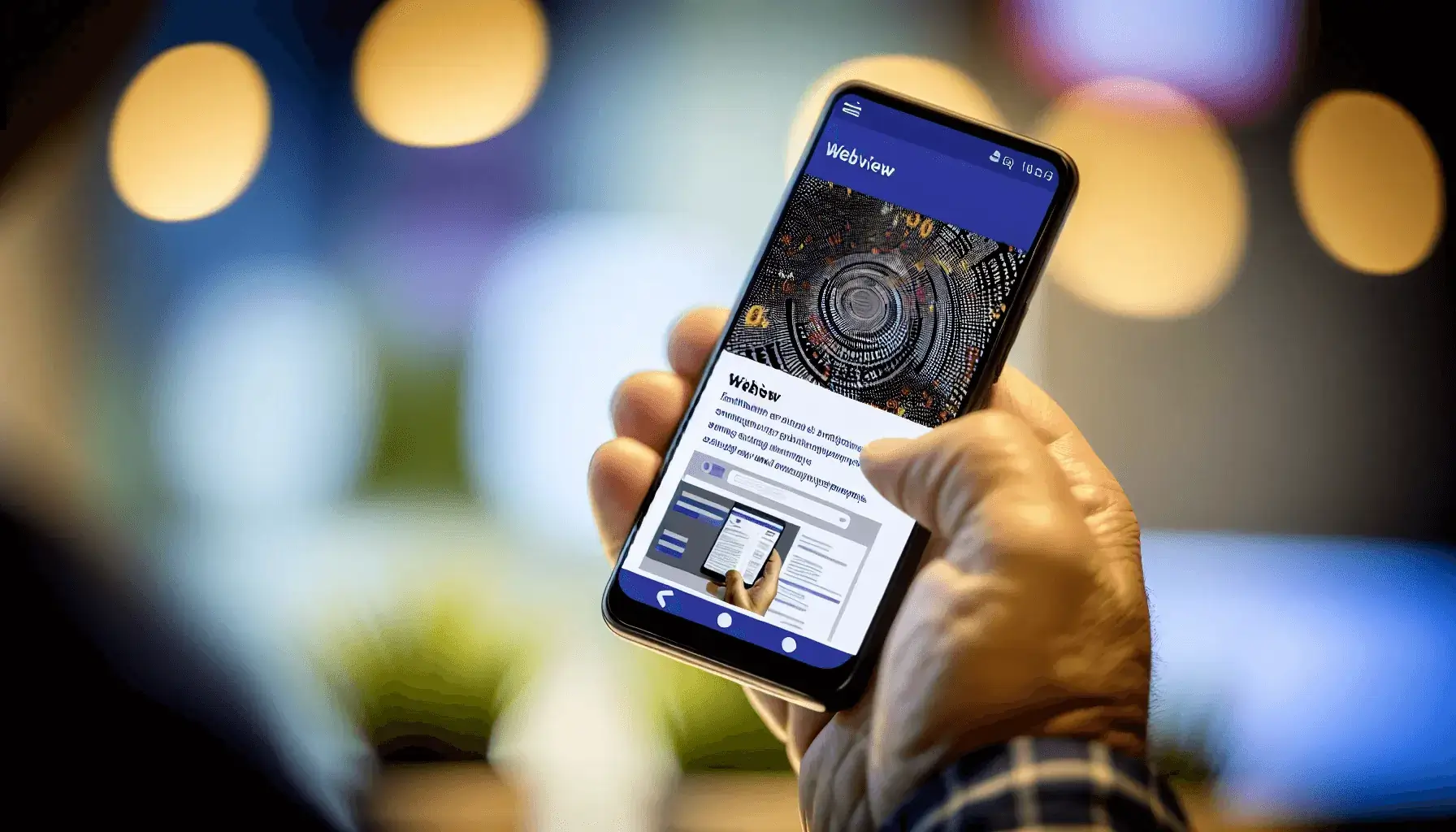 Photo of a smartphone displaying a WebView app