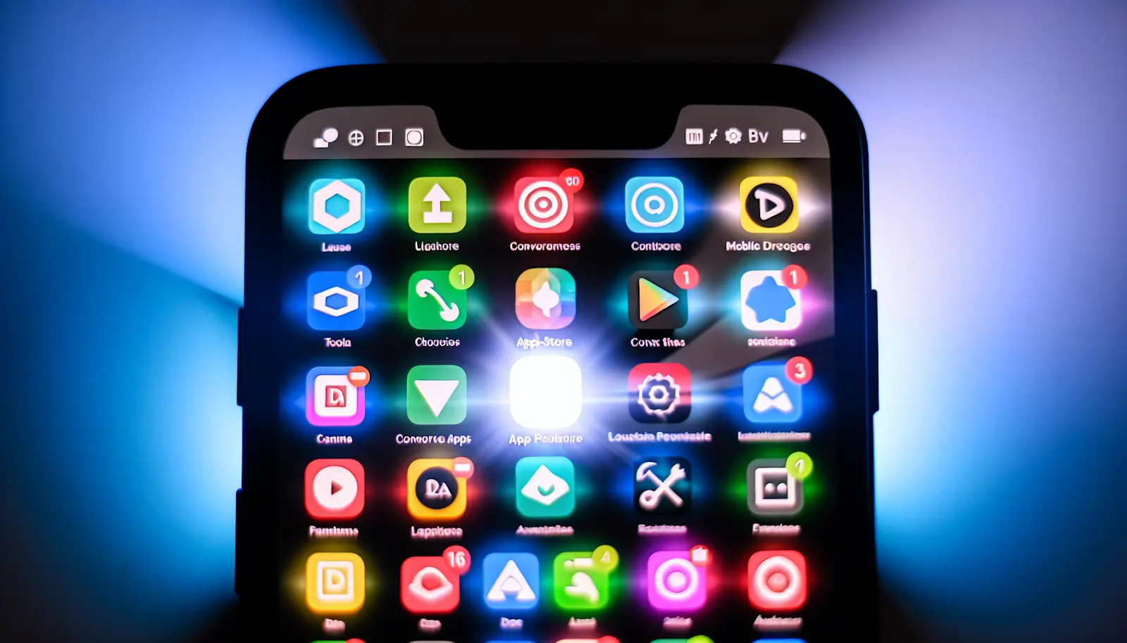 App store icons on a mobile device