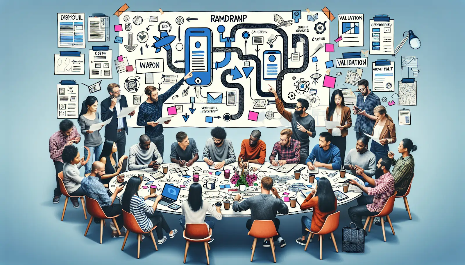 Illustration of app ideation and planning process