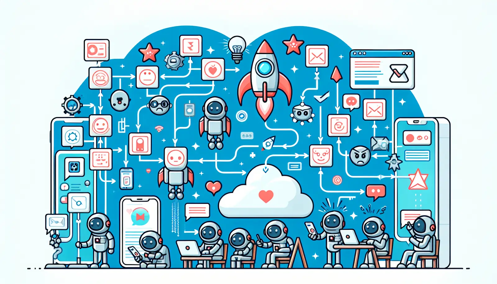 Illustration of app testing and launching process