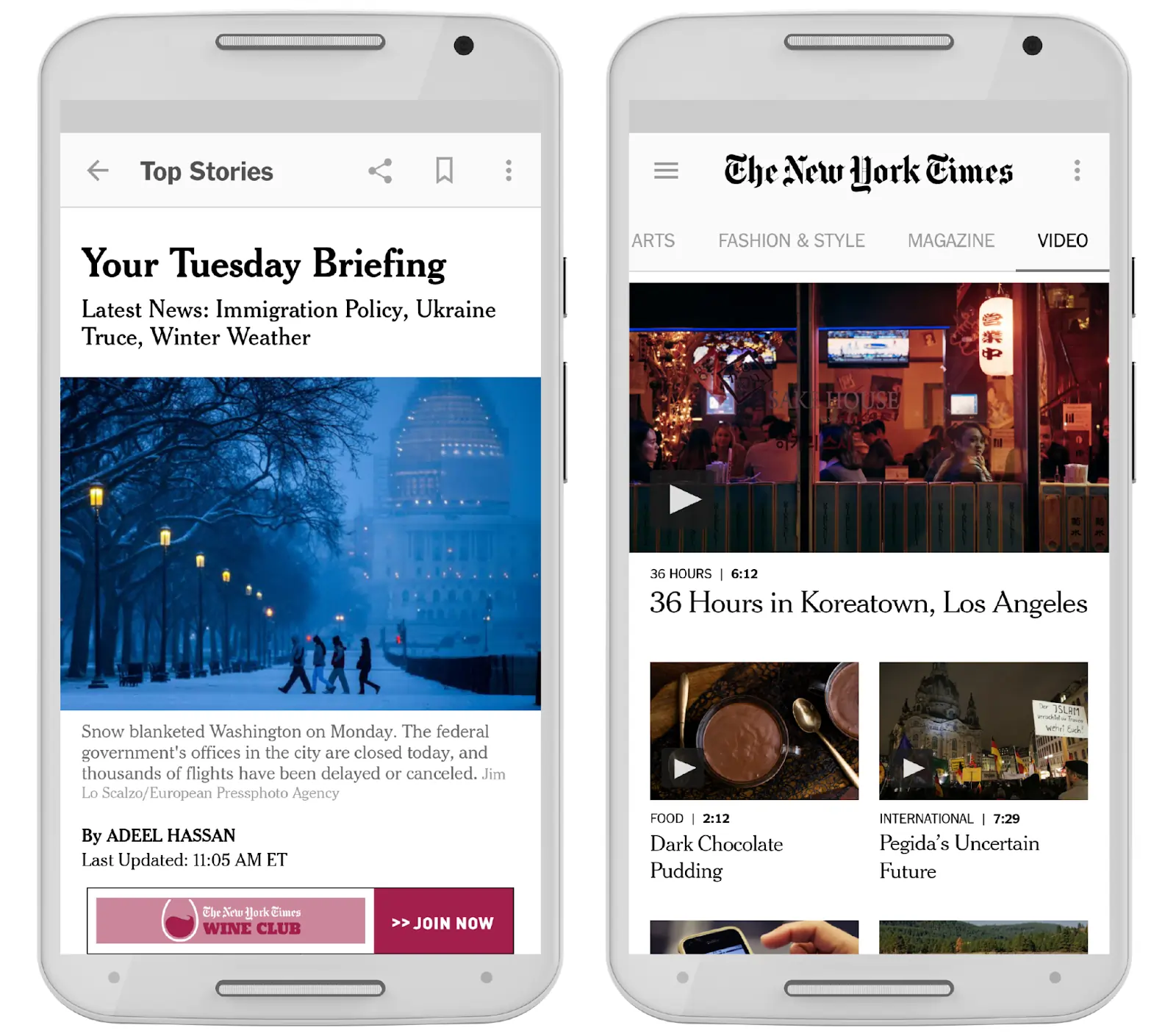 A screenshot of the New York Times mobile app showcasing its blogs site