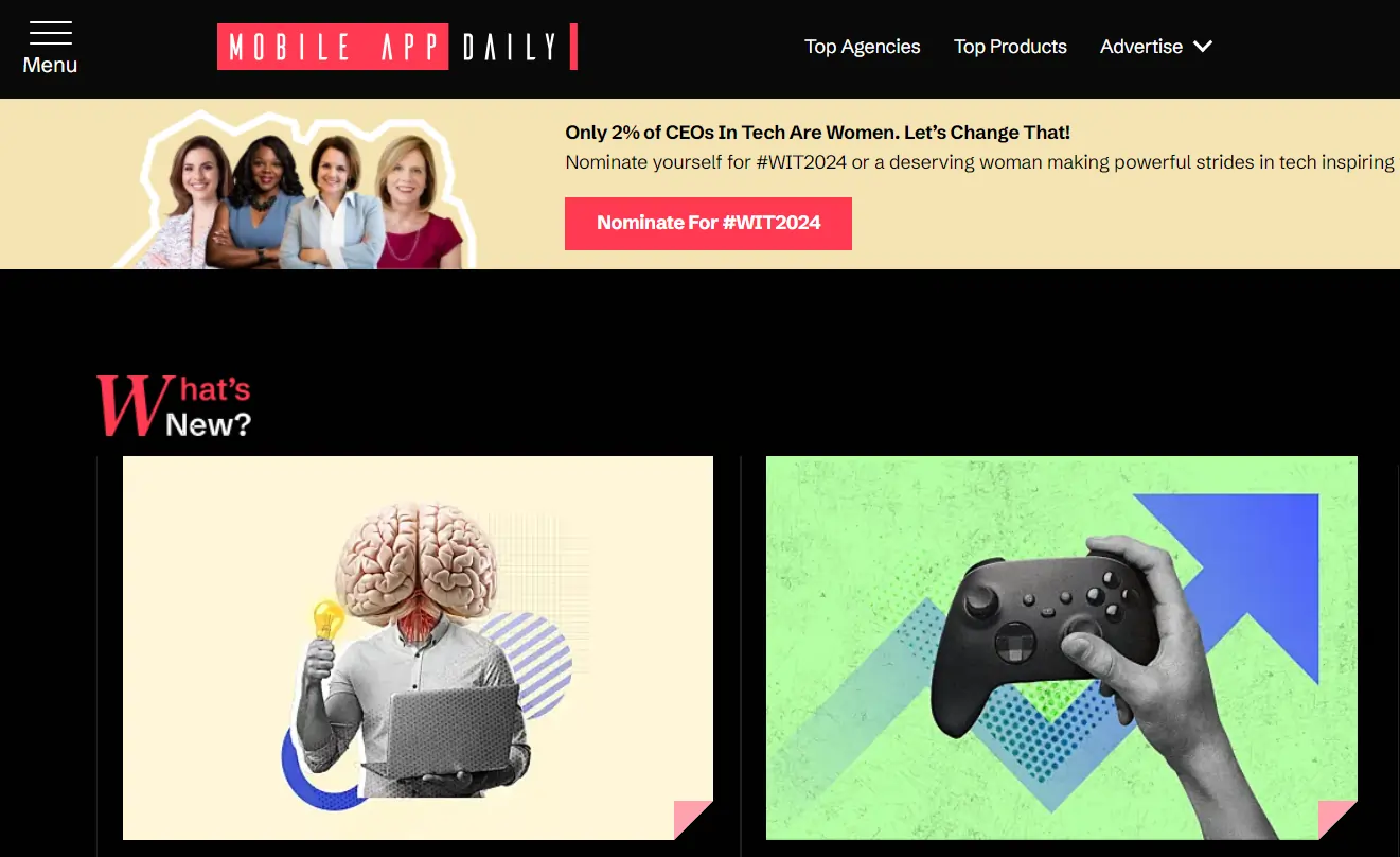 Screenshot of the MobileAppDaily website