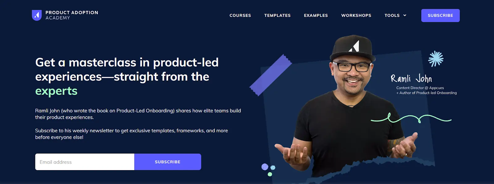 AppCues website asking viewers to subscribe to its newsletter