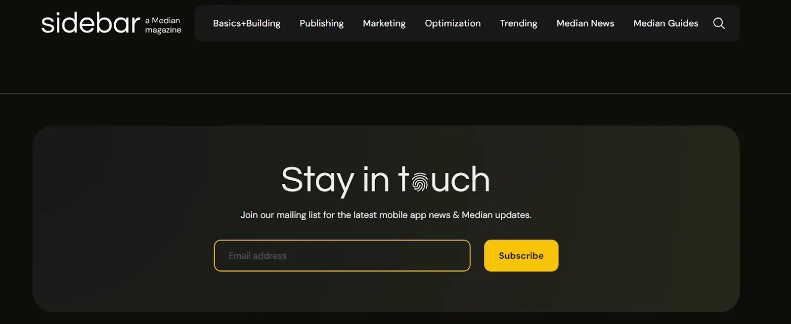sidebar Magazine by Median.co screenshot prompting viewers to subscribe