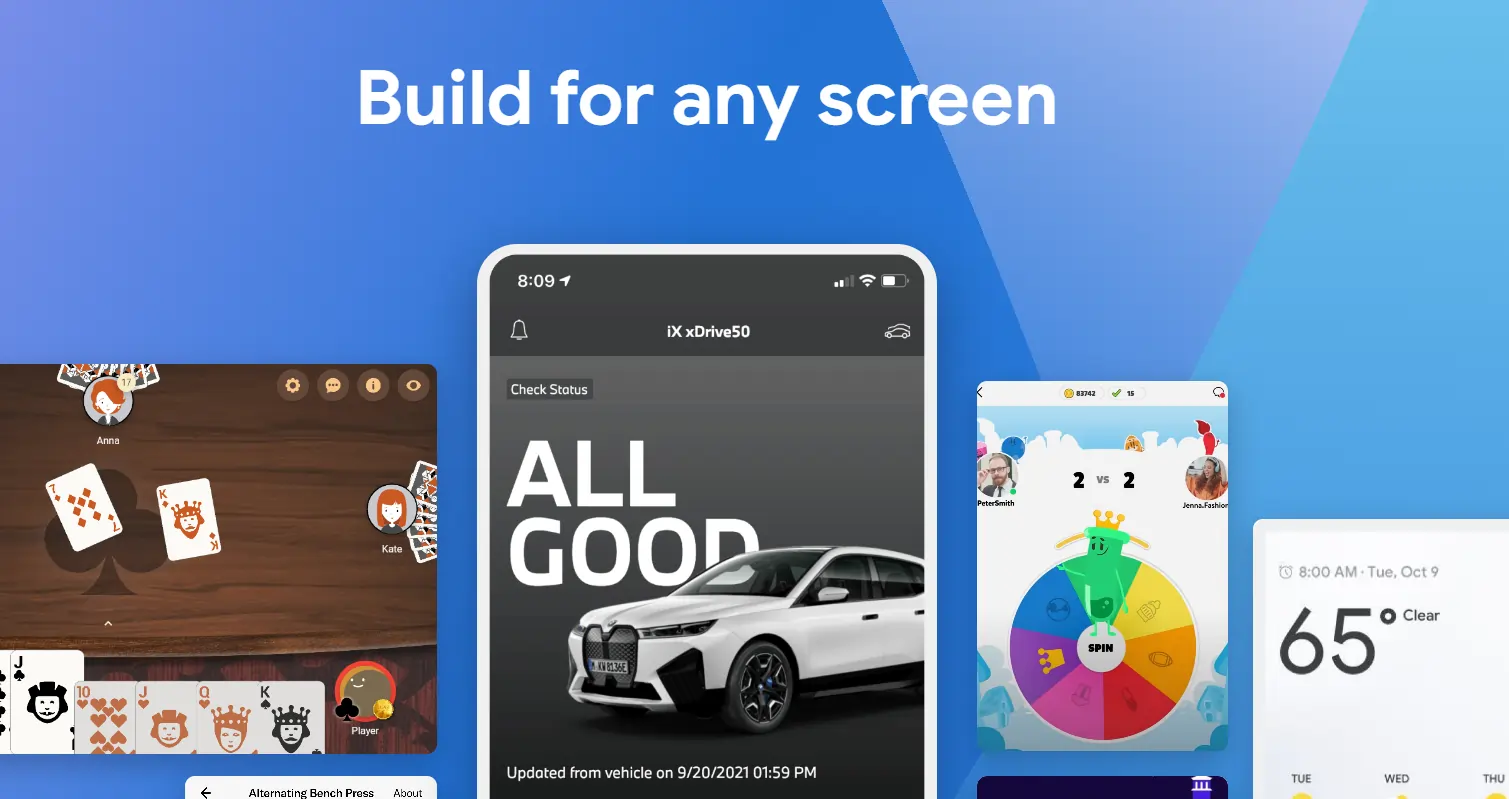 Flutter's homepage - build for any screen prompt from https://flutter.dev/