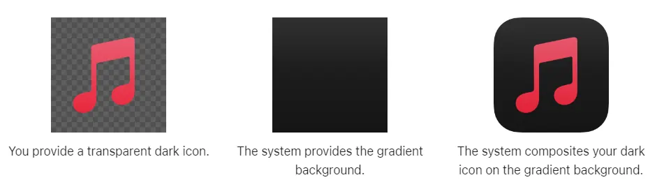 Music app icon background opacity shown