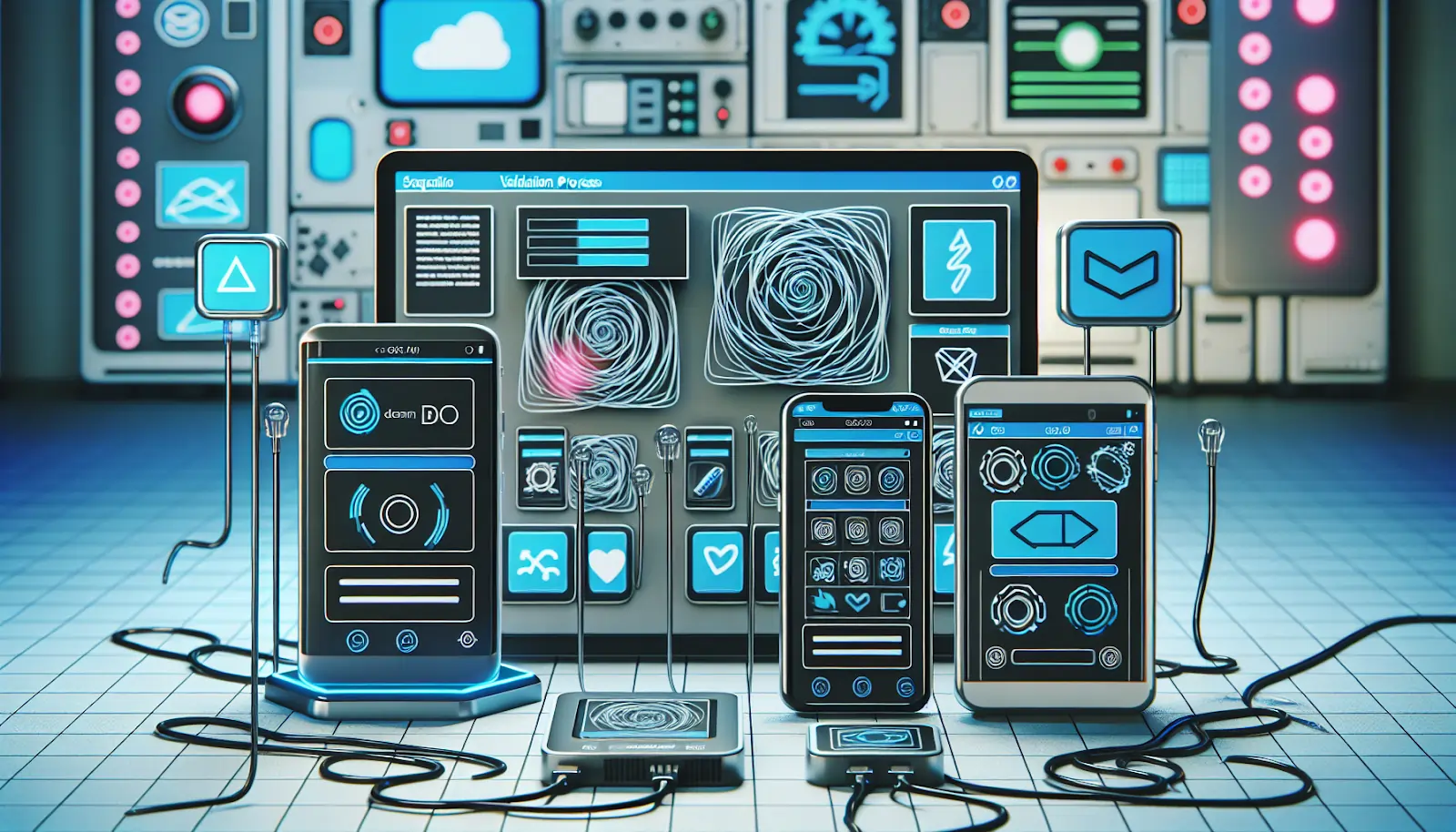 Illustration of testing hybrid apps to meet requirements