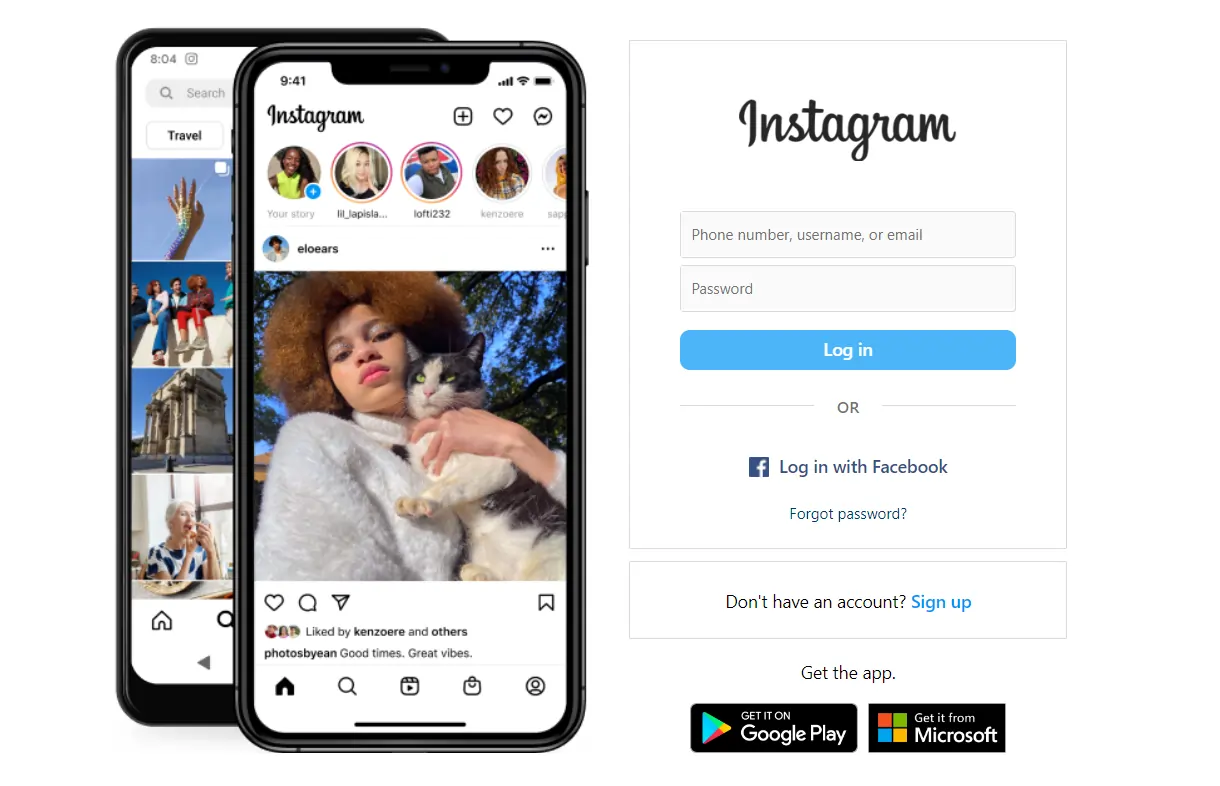 Instagram's login page prompting users to log in to their Instagram account