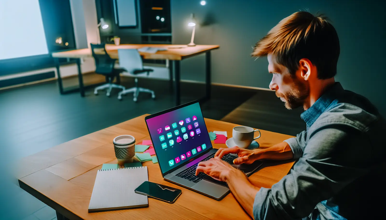 App developer working on a laptop