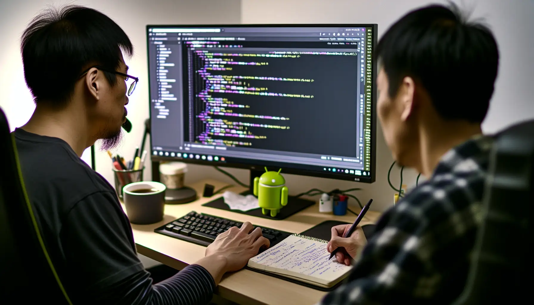 Photo of a developer configuring WebView settings in Android Studio
